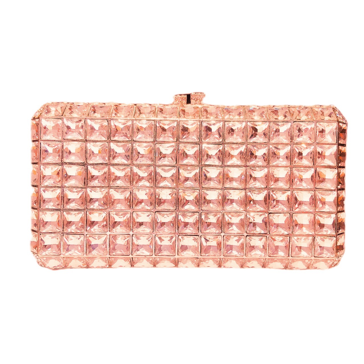 Fuente transfronteriza de cristal sólido con diamantes bolsas de banquete de maquillaje cuadrada horizontal bolsas de banquete de mano embrague duro