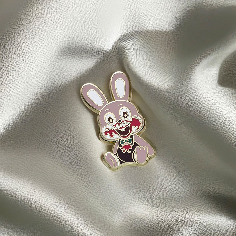Game Peripheral Silent Hill Brooch Cute Cartoon Pink Rabbit Metal Brooch Collar Backpack Decoration
