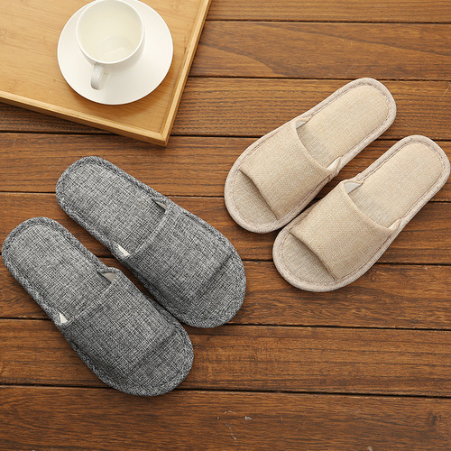 Linen slippers for men, spring and autumn, four seasons, household, indoor, non-stinky feet, women's non-slip cotton and linen, winter and summer