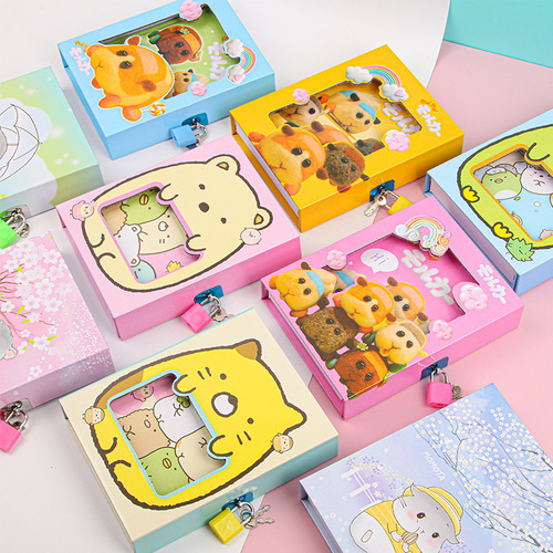 Creative Cartoon Diary Student Cute Password Notebook Locked Boxed Notebook Children's Gift Ledger