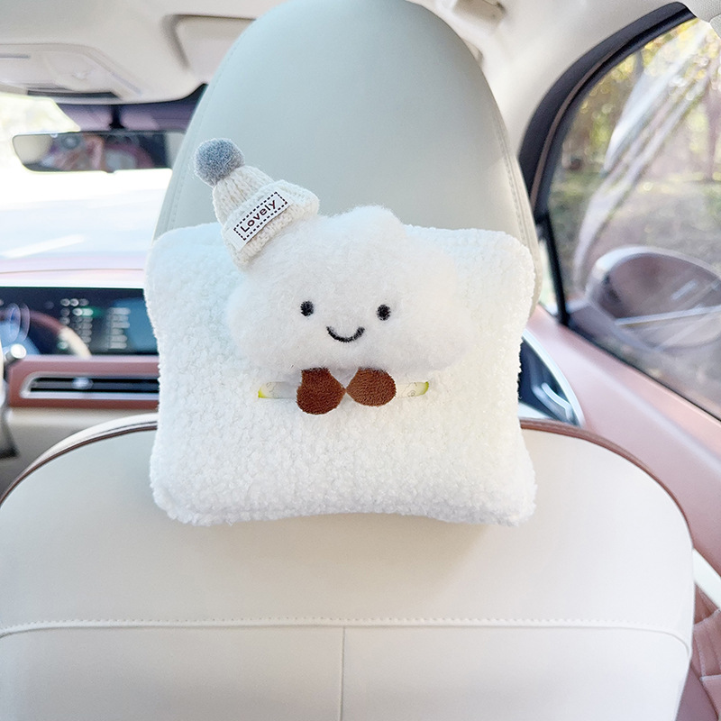 Car tissue box/set | Qiao Le Jia Yuan Car-mounted Cloud Tissue - white-hat-white-cloud-seat-back-tissue-box