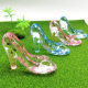 Wholesale Acrylic Crystal High Heels Children's Toy Dress-up Wearable Princess Shoes Butterfly Jewelry Handmade Ornaments