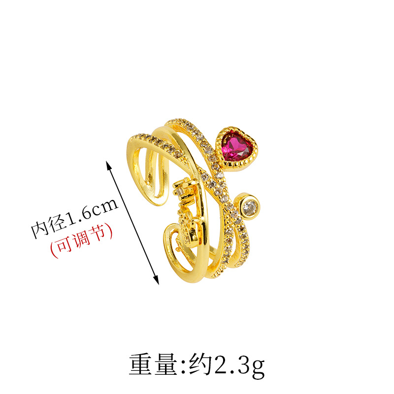 Anillo de amor de oro de lujo ligero vietnamita de aleación de cobre abierto nicho femenino temperamento de lujo ligero Yiwu accesorios