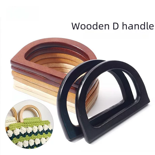 Bag Handle Wood D Hand-in-hand Solid Wood DIY Woven Bag 12cm Wooden Handle Wooden Handle Bag Accessories