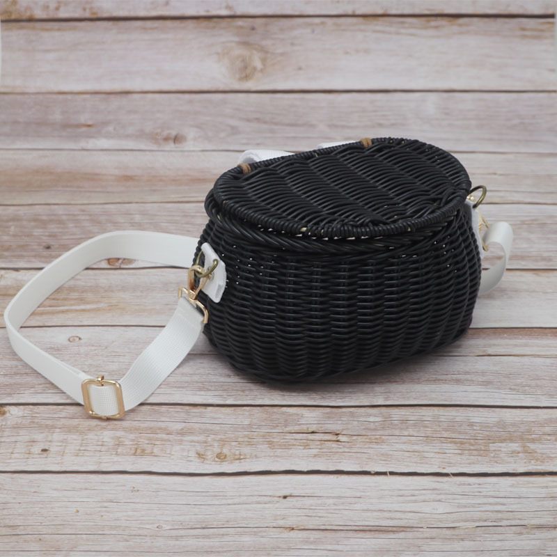 Cesta de ratán pequeña estilo INS, cesta de bicicleta para niños, bolso bandolera de un solo hombro, cesta de juguetes tejida, cesta de almacenamiento