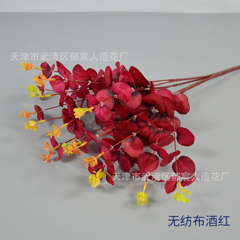 Eucalipto Artificial al por Mayor para Decoración de Bodas, Ramo de Eucalipto de 4 Ramas y 16 Cabezas, Flores Artificiales de Mano, Plantas Artificiales