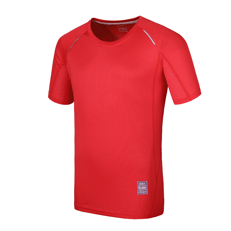 Ag de alta gama antibacteriano desodorante sudor absorción cuello redondo camiseta de publicidad deportiva reflectante de manga corta camiseta de secado rápido camiseta personalizada