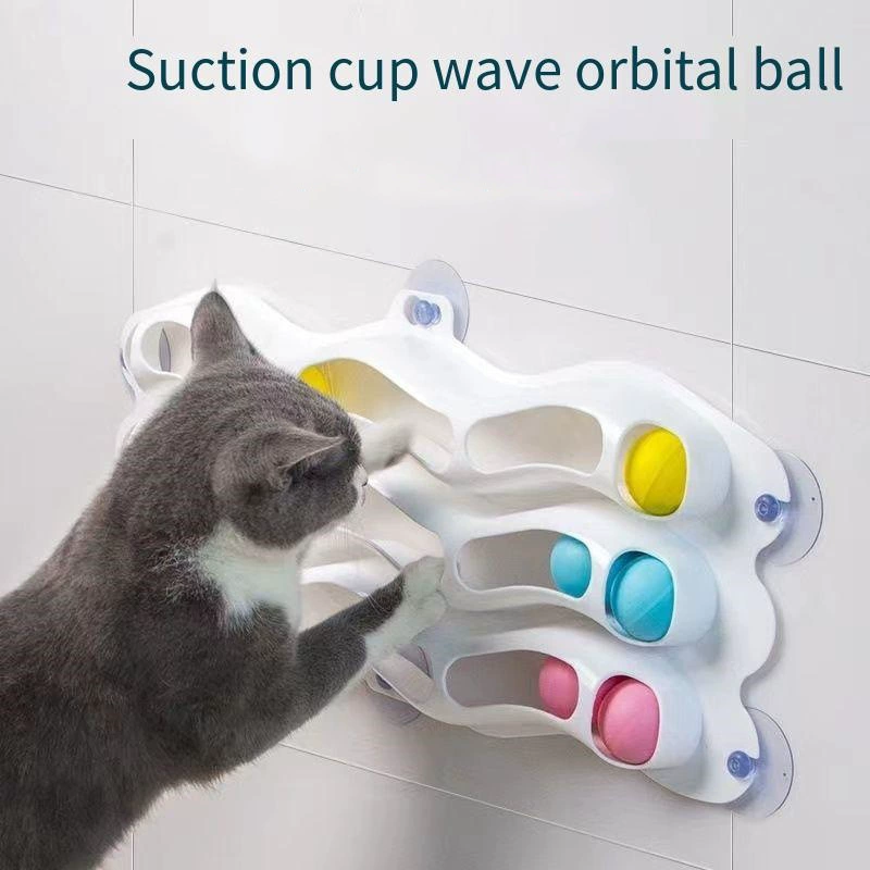Домашнее животное трехслойная кошка присоска подоконник трек игрушка мяч забавный кот Упражнение интеллектуальная игрушка настенная самоходная игрушка