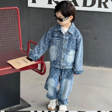 男女童牛仔套装2025新款儿童春秋季提花外贸跨境热销儿童两件套