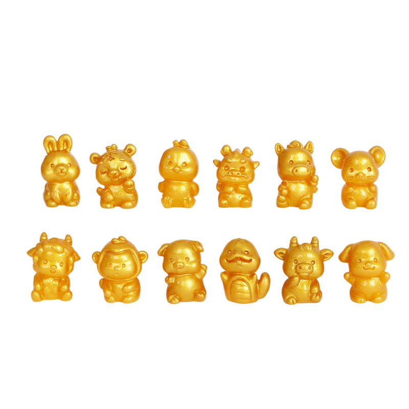 树脂微缩金色十二生肖动物饰品 卡通DIY办公桌面摆件饰品材料批发|undefined