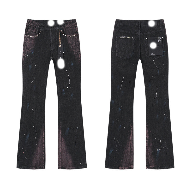 Marca de moda transfronteriza JB purple verano rectas vaqueros lavados de agua para hacer viejos agujeros vaqueros de hombre pantalones cortos de caño purple