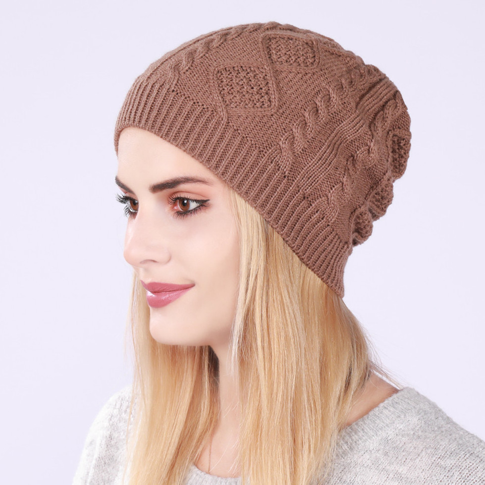 Gebreide muts voor dames en heren warme wintermuts met ruiten_voghion.com