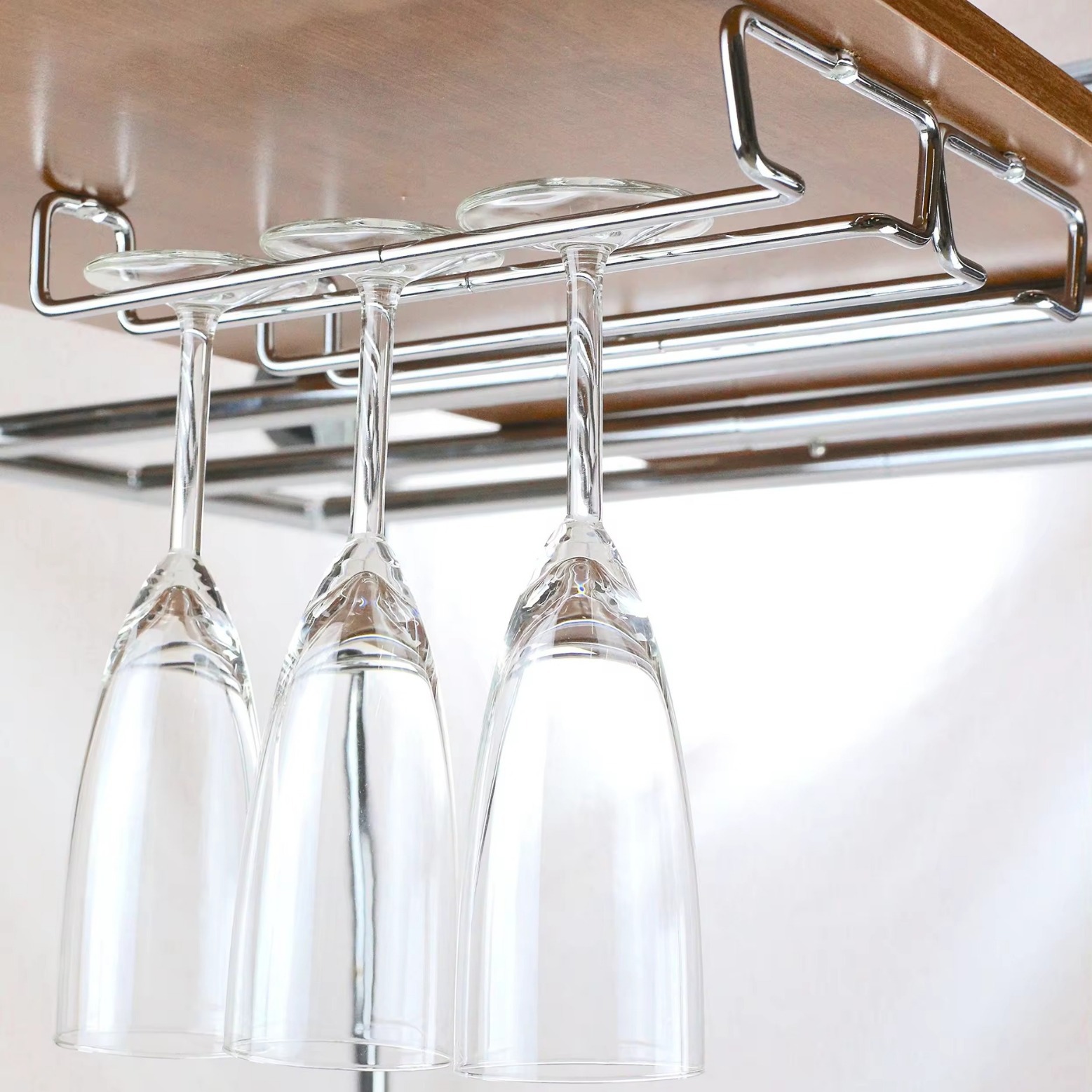 Wrought Iron Double-Row Red Wine Cup Holder Creative Non-Punch Household Wine Cabinet Red Wine Cup Inverted Drain Hanging Cup Holder