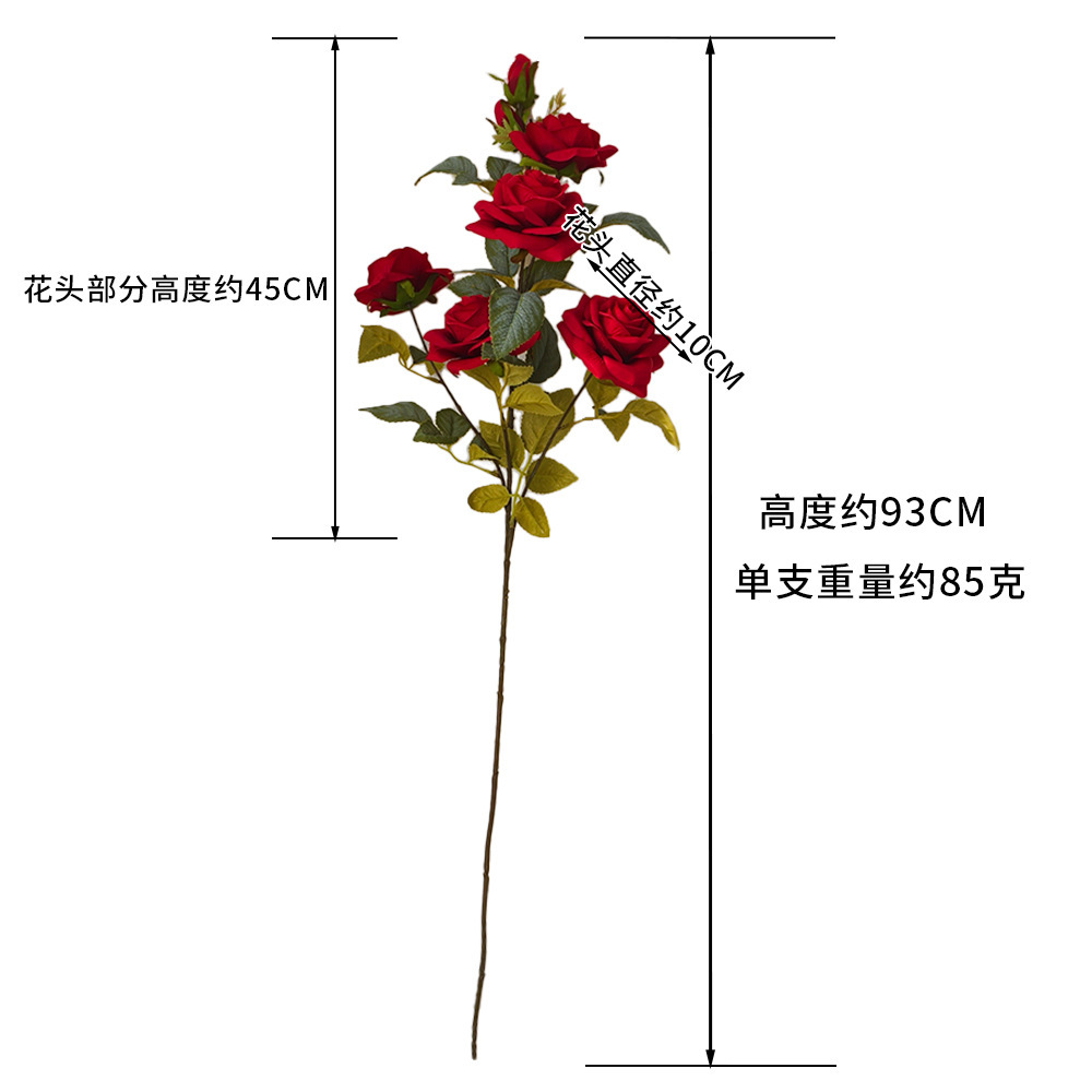 7 flores de simulación atmósfera nórdica romántica fotografía de bodas decoración del hogar rama larga de una sola rama de simulación de flores arregladas rosas