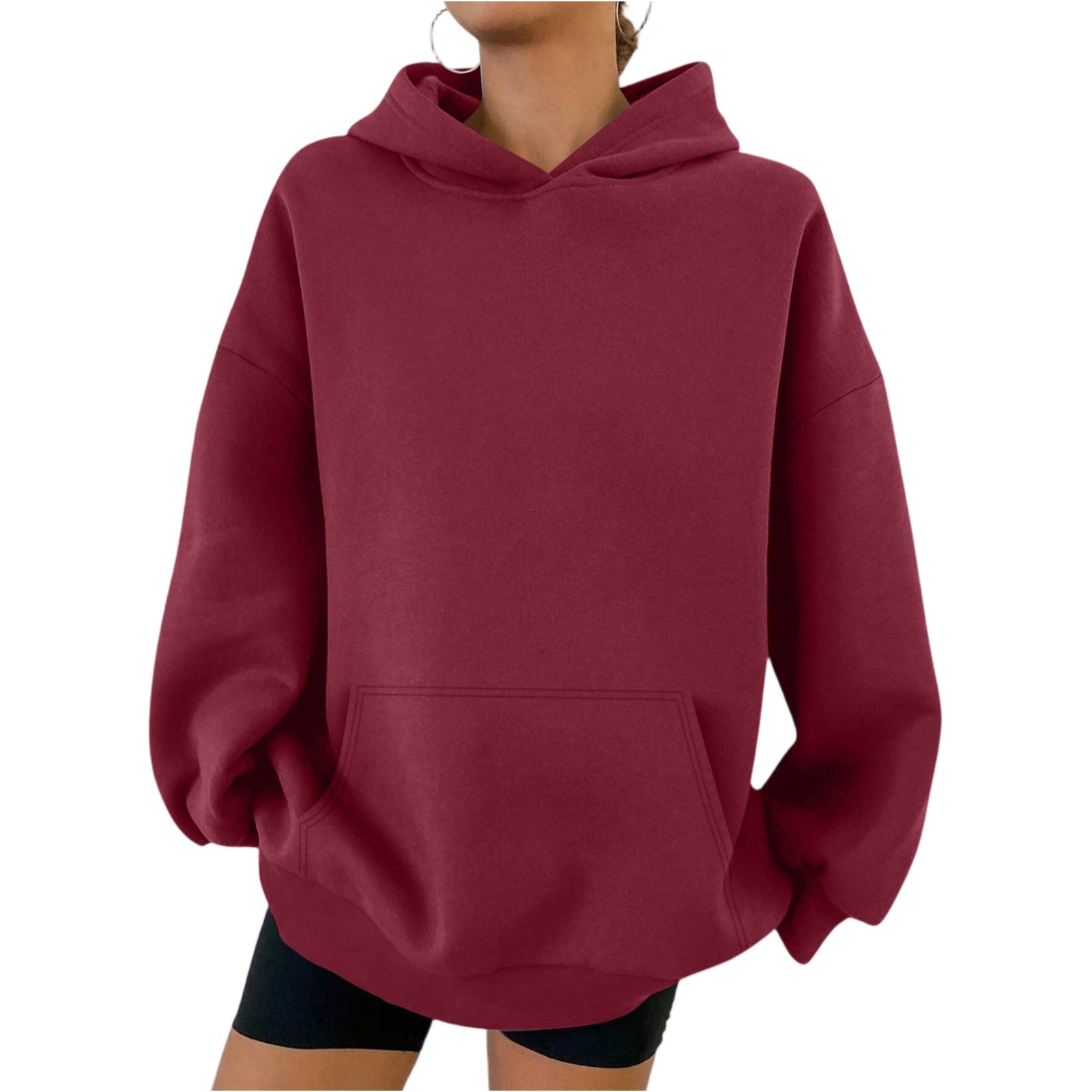 New Style Wis Aliexpress Pullover European and American Cross-Border Women's Clothing Amazon Hooded Daily Casual Drop Shoulder Sleeve Sweatshirt