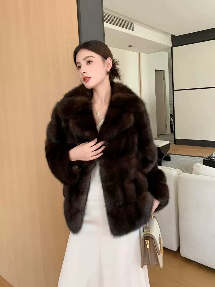 Куртка из искусственного меха (Shobo), каштановый, короткая, плюшевая, S–XL