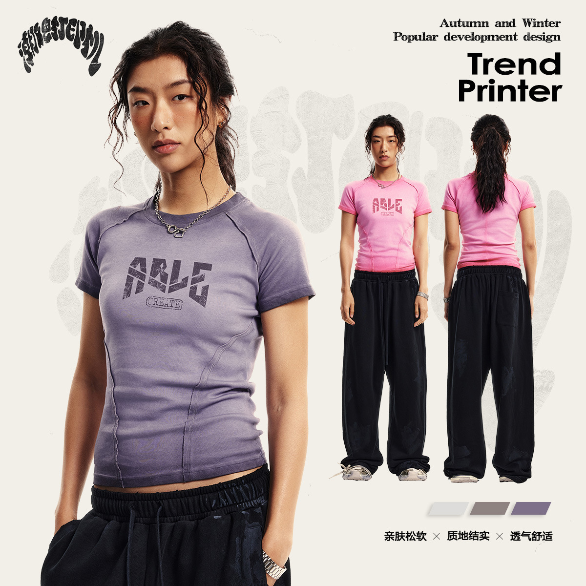 American 220G damas retro caliente dopamina delgado estilo deportivo delgado hombro camiseta de lavado de agua de mangas cortas mujeres verano image 3