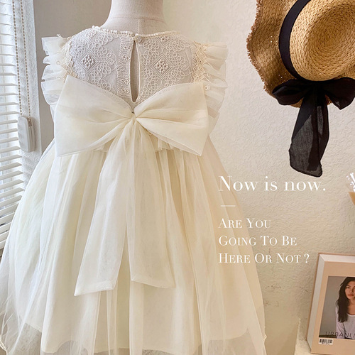 2024 new summer girls sweet bow sleeveless Internet celebrity princess dress 2-8 years old dress tutu skirt trendy