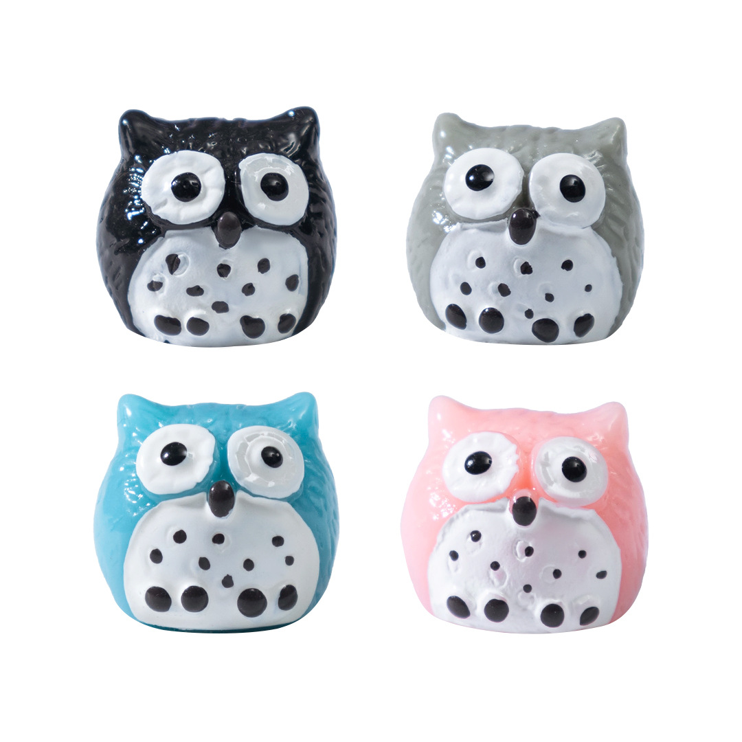 小さいサイズの4色のフクロウのコケの小さい景観の置物のアクセサリーのdiyは樹脂の小さい置物を組み立てます。