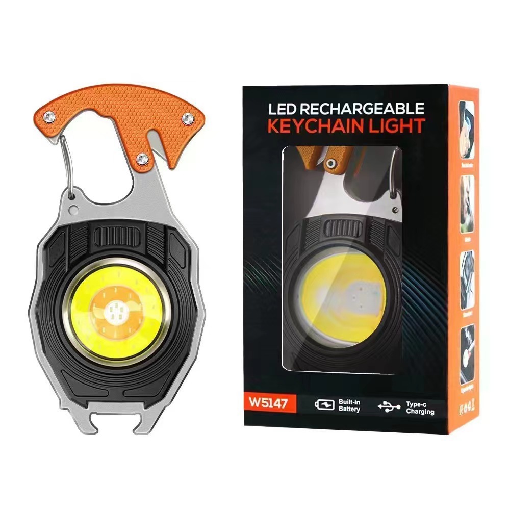 USB mini llavero luz de trabajo COB de alto brillo luz de campamento portátil multifuncional luz portátil al aire libre de emergencia