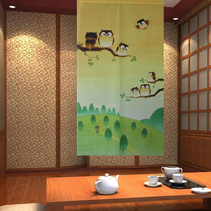 Factory Direct Sales Japanese-Style Fabric Digital Heat Transfer Printing Door Curtain with Seven Lucky Gods Wholesale and Retail Cartoon