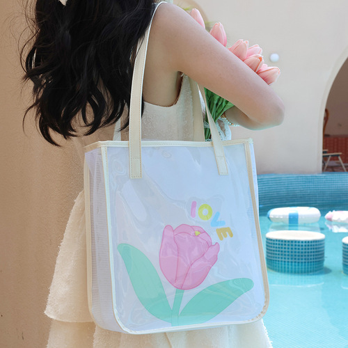 Bags Summer High-Looking Travel Portable Swimming Transparent PVC Jelly Beach Bag Large Capacity Shoulder Bag Wholesale