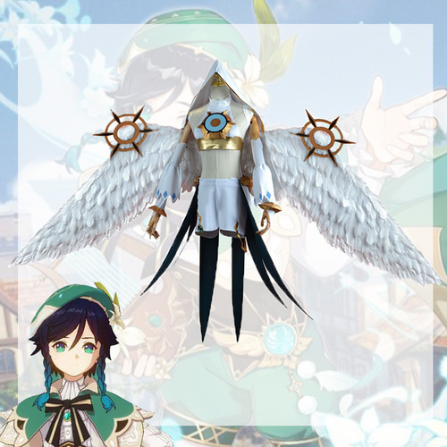 Mondstadt-style Cosplay Costume of Venti (Babato) from Genshin Impact, Comic Version, with Venti's Godly Costume for Cosplay, Unisex Character