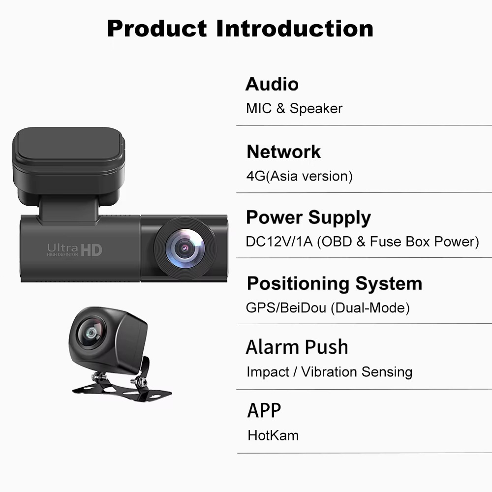 Cross-Border 4g Smart Driving Recorder 2K+1080P Driving Assistance Support G-Sensor Collision Detection Gps