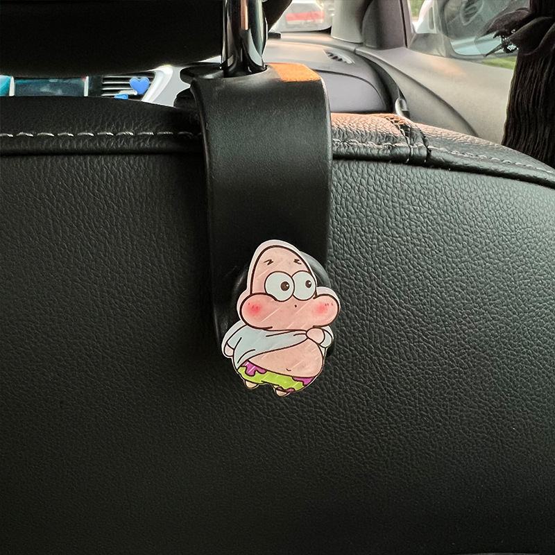 Gancho de coche, gancho trasero del asiento trasero, suministros de coche, soporte de carga, lindo Bob Esponja, dibujos animados