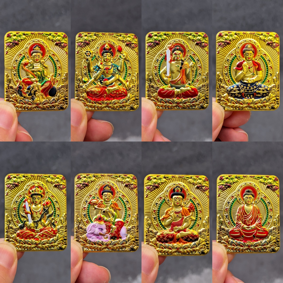 厂家直发精美立体浮雕十二生肖八大守护神本命佛合金内嵌浮雕唐卡