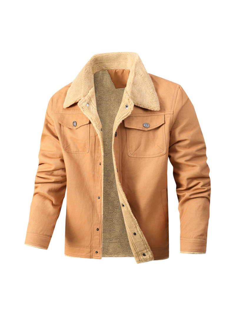 Otoño e invierno casual en stock bolsillo de costura lateral juvenil de un solo pecho en forma de algodón forrado de lana de color sólido chaqueta de los hombres de entrega