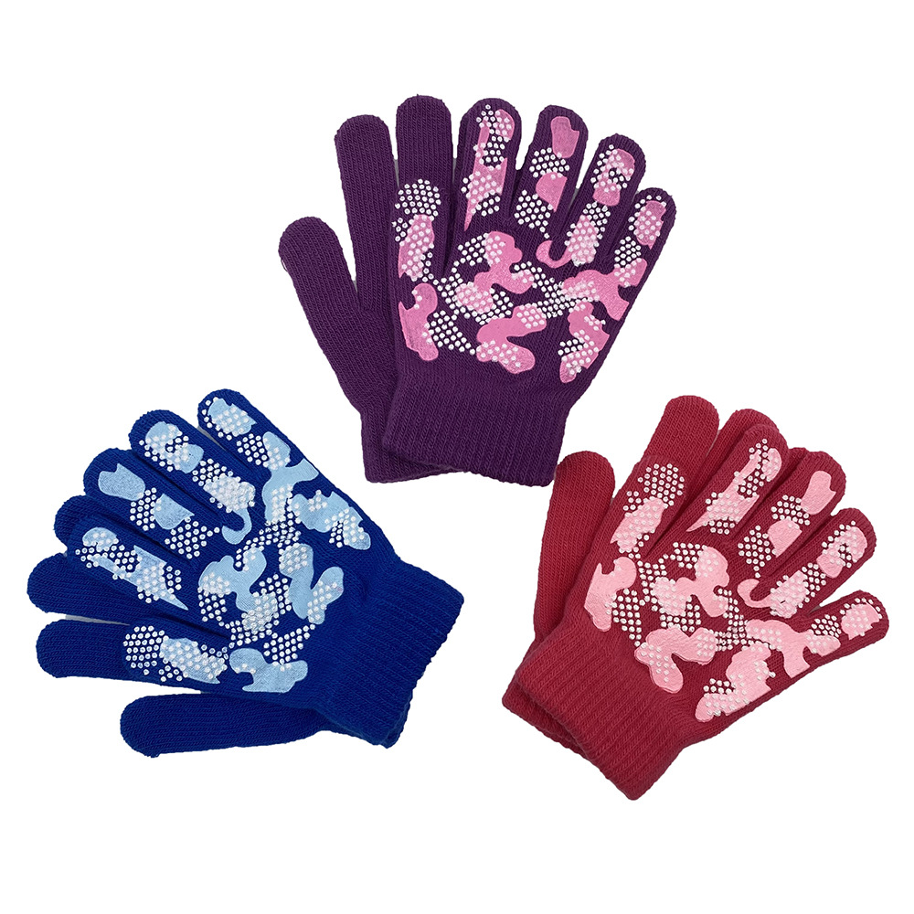工厂定制创意时尚单面点胶保暖舒适防滑耐磨儿童手套针织手套