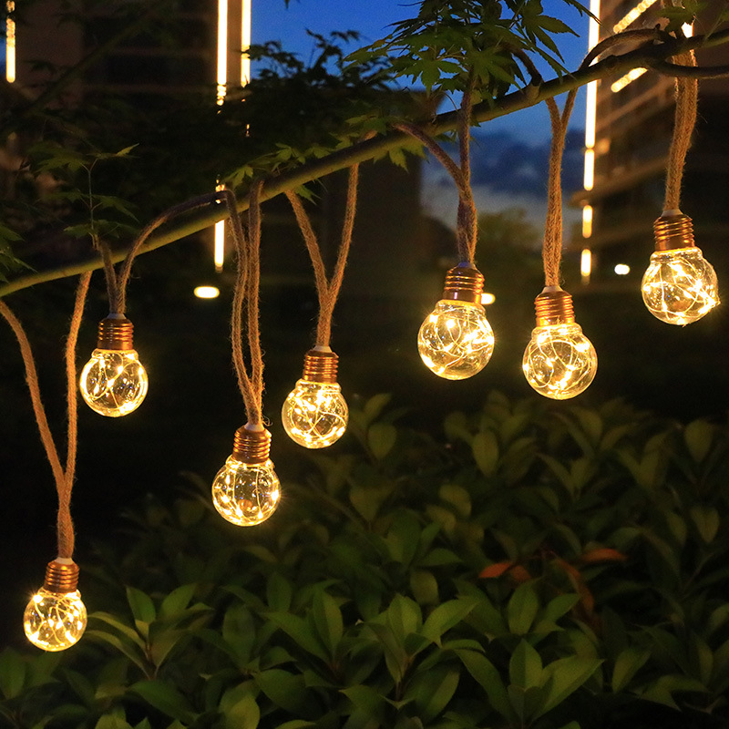 Camping al aire libre cadena de lámpara impermeable cable de cânhamo lámpara LED de lámpara