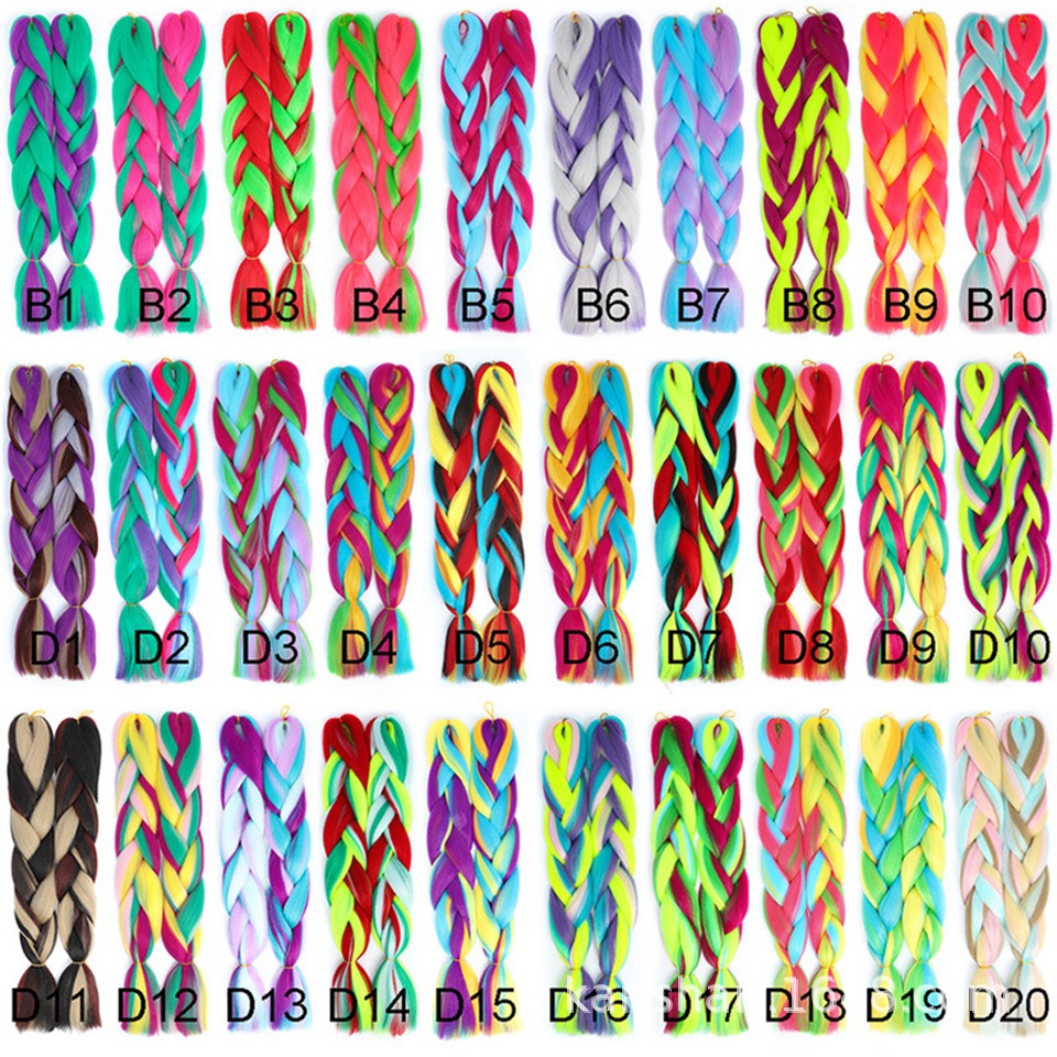 Color a juego Gran trenza de alta temperatura de seda química peluca trenzas extensiones de pelo Color trenzado nuevo color