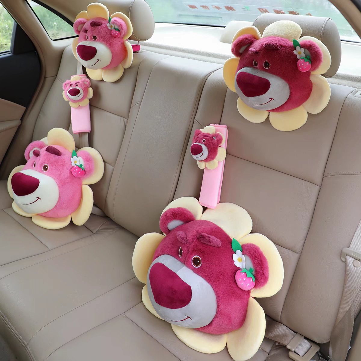 귀여운 꽃 요정 딸기 곰 자동차 인테리어 좌석 쿠션 목 베개 머리 받침 자동차 용품