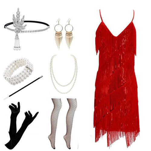 New Arrival Latin Dance Dress for Adults — Sparkling Sequin Strappy Tassel Design for Latin Stage Performances