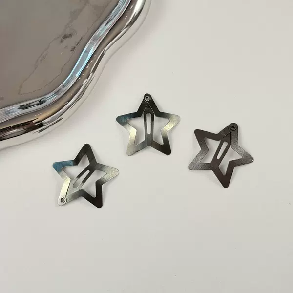 Cross-border hot-selling star-shaped hair clips with enamel finish, available for wholesale, metal hair accessories