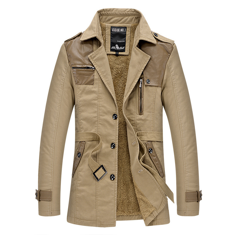 Kişi üçün uzun qış plaşı, yun astarlı, slim fit