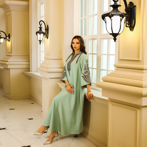 Abaya lady robe evening gown Dubai Turkish Middle Eastern Muslim rope embroidered robe women's dress