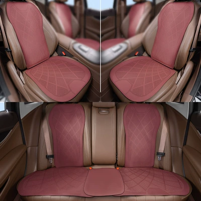 Four Seasons Pad: universal nappa leather ventilated and breathable - ultra-thin-and-breathableseven-piece-set-for-the-whole-car-volcano-red-clean-labelno-logo