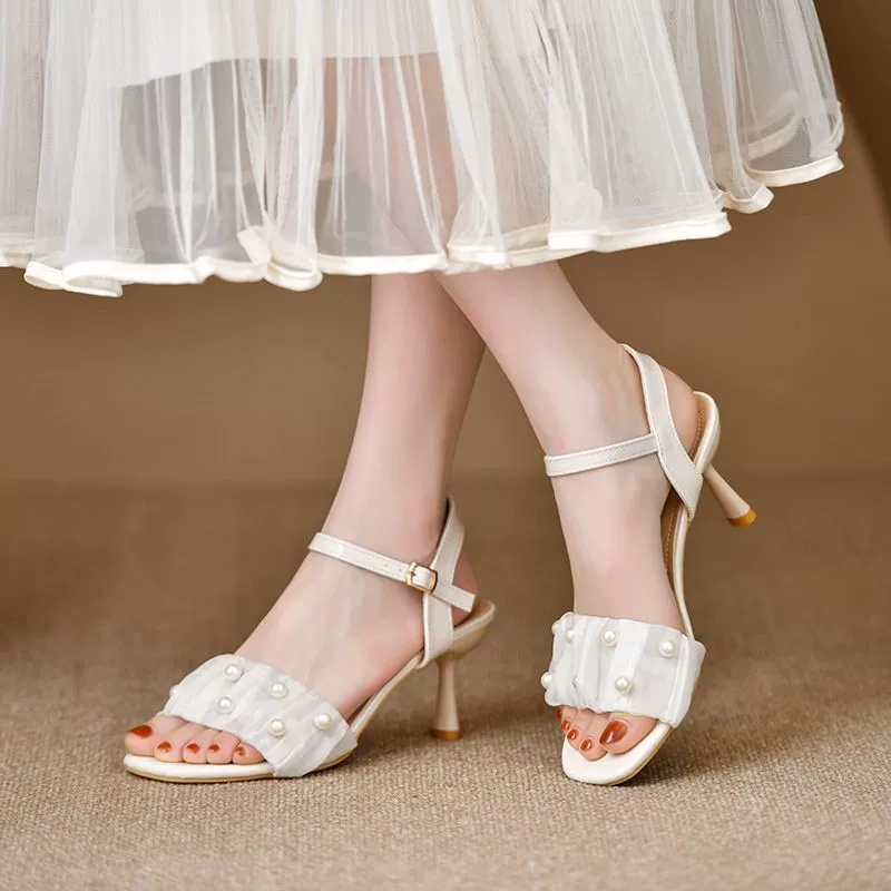 Универсальные и удобные женские босоножки на высоком каблуке на мягкой подошве, новый стиль 2025 года, красивые и не утомляющие, нежная женская обувь, модные туфли на высоком каблуке.