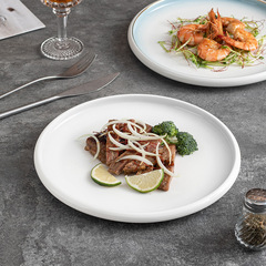 簡約家用闊氣圓盤陶瓷西餐盤高級感菜盤西餐牛排擺盤牛排盤意面盤