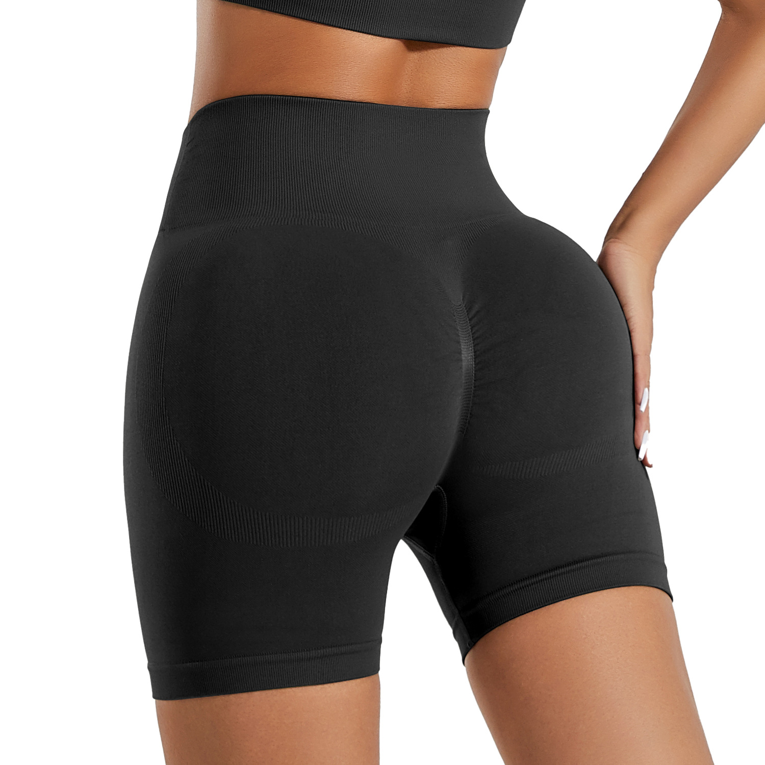 Pantalones de yoga transfronterizos de cintura alta para levantamiento de cadera de secado rápido, pantalones cortos deportivos ajustados sin costuras para fitness al aire libre de verano para mujer
