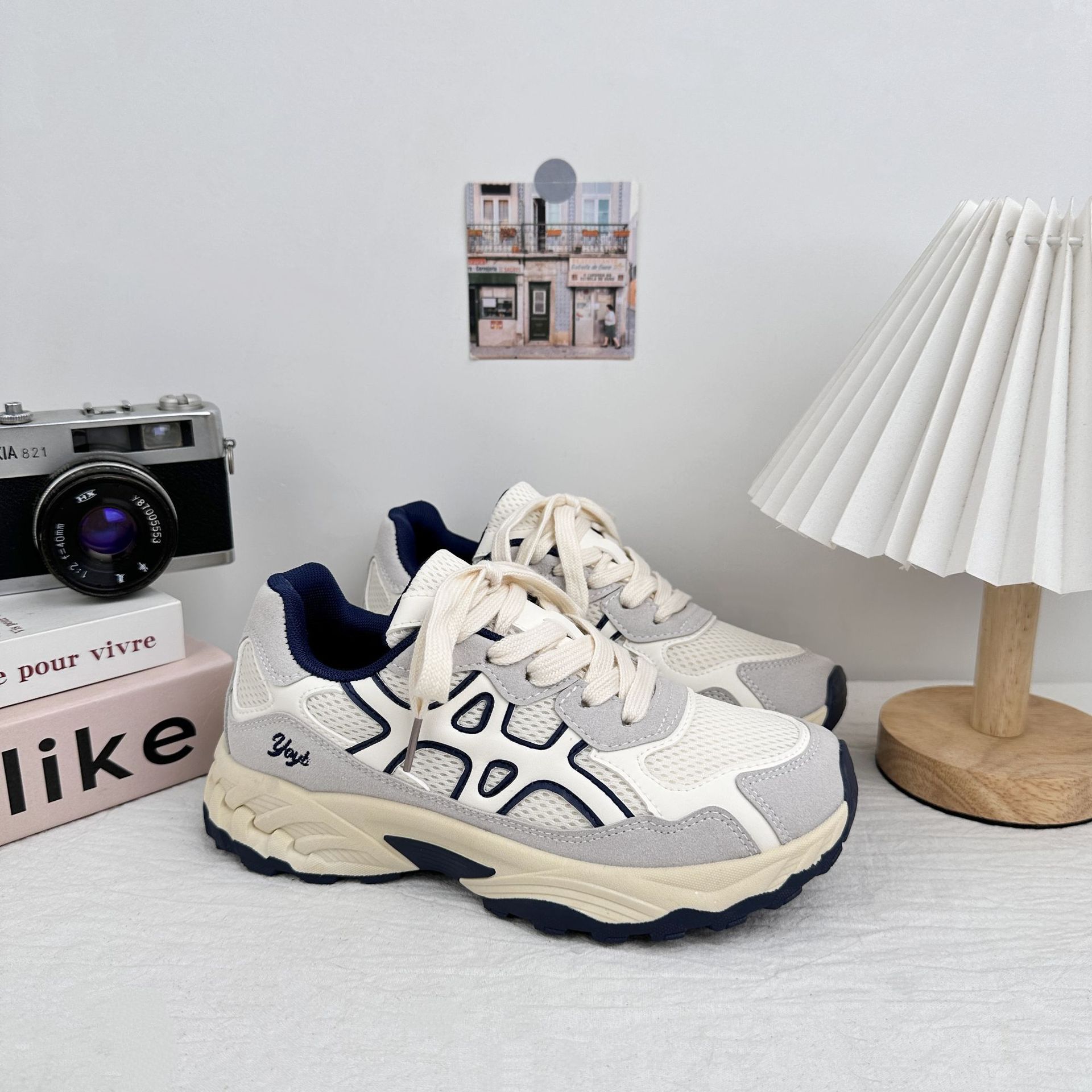 Zapatos de fondo grueso de larga onda para mujeres 2025 nuevos zapatos de otoño de mujer zapatos blancos casuales zapatos deportivos zapatos de skate