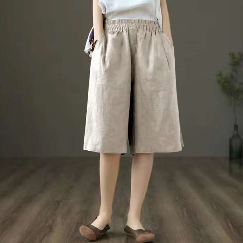 Cotton and Linen Shorts for Women, Summer Thin High-Waisted Loose Slimming Casual Pants, Straight Wide-Leg Pants, 2026 New Style