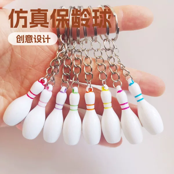 Cross-border Hot Sale Simulation Bowling Keychain Personalized Fashion Creative Color Resin Pendant Bag Car Hanging Accessories
