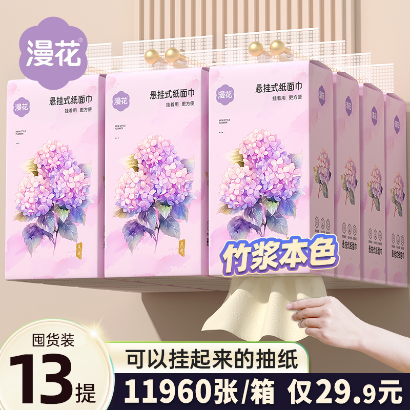 Hanging Tissue Box with 13 Packs, Whole Box, Bottom-Pull Tissue, Toilet Paper, Facial Tissue, Household Economical Pack Hanging Tissue Box with 13 Packs, Whole Box, Bottom-Pull Tissue, Toilet Paper, Facial Tissue, Household Economical Pack