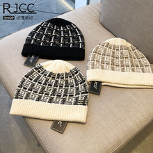 rjcc絨捷秋冬款羊絨針織銀絲保暖舒適帽子卷邊女士多色山羊絨帽