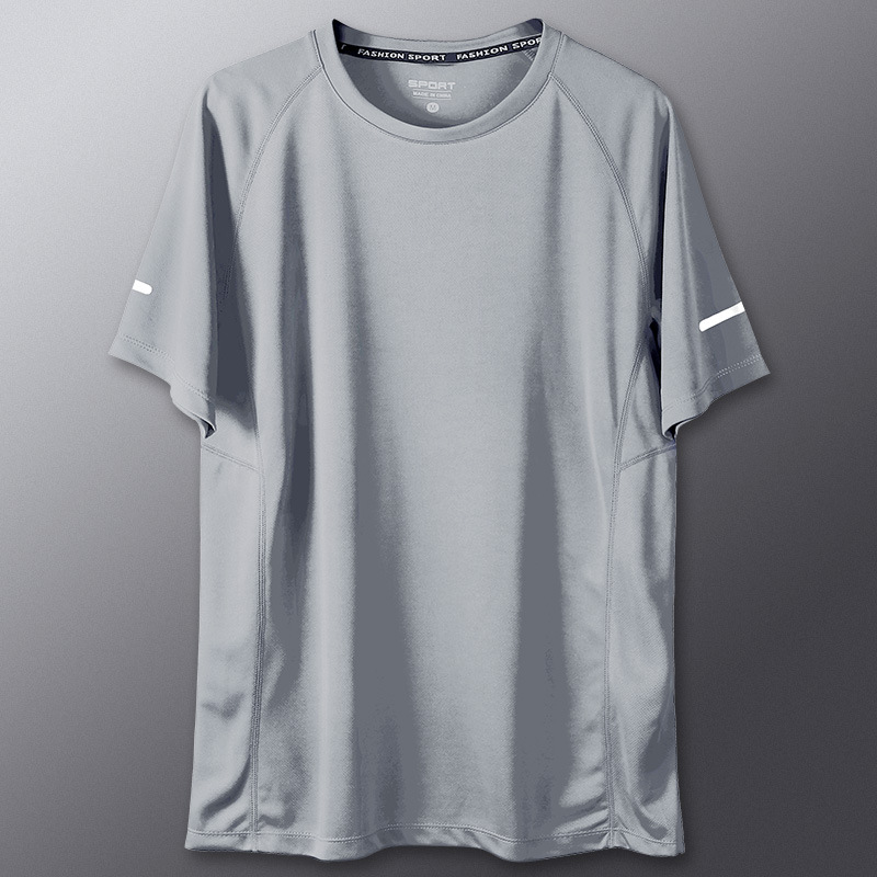Camiseta deportiva para hombres de verano delgada secado rápido mangas cortas ropa de fitness suelta entrenamiento hielo chaqueta de carrera chaqueta de baloncesto
