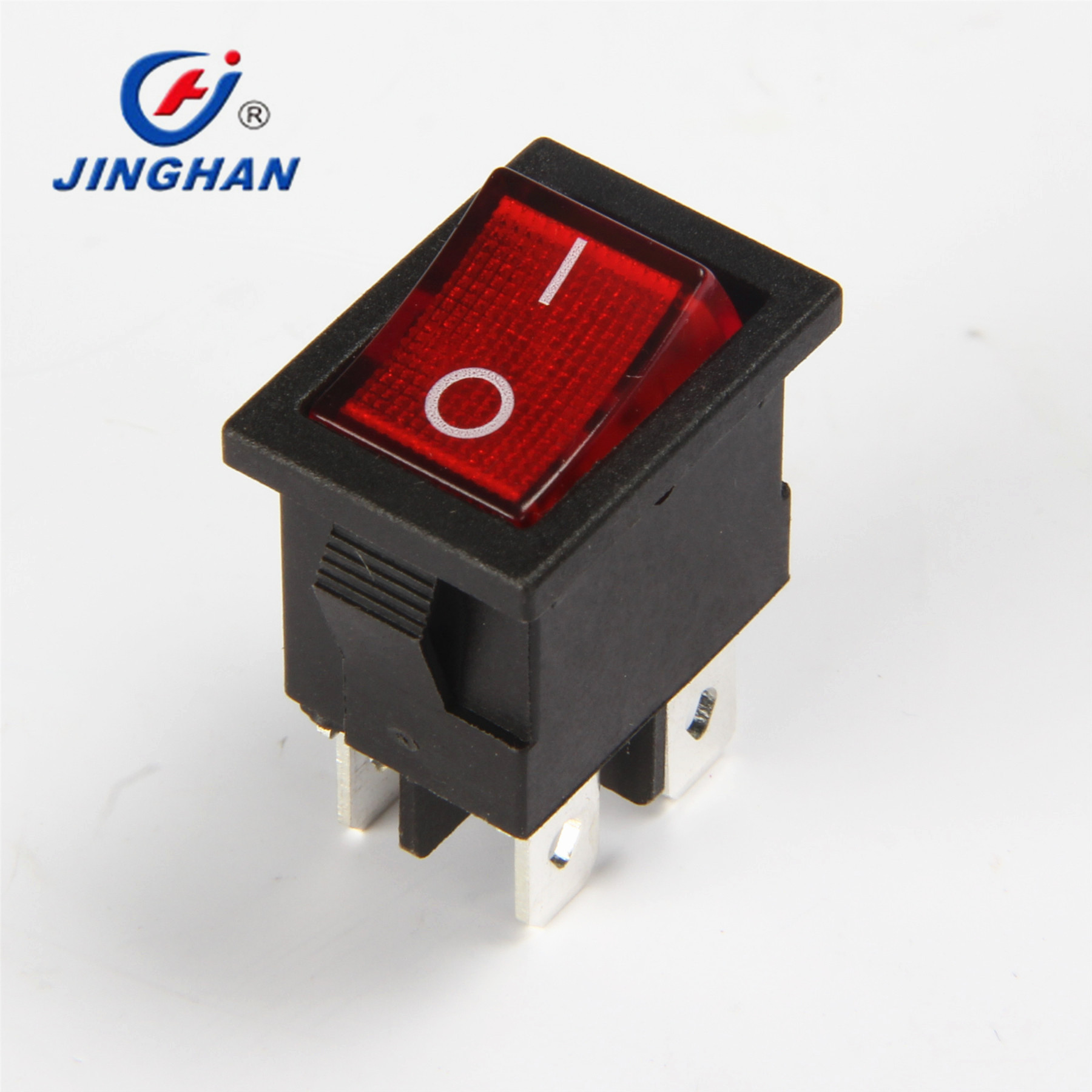 晶瀚 JINGHAN 四脚翘板开关 带灯船型开关 小电源开关KCD1-104G/N
